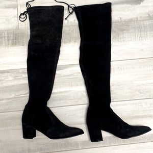 Stuart Weitzman Highland Black Suede Over the Knee Boots Size 9